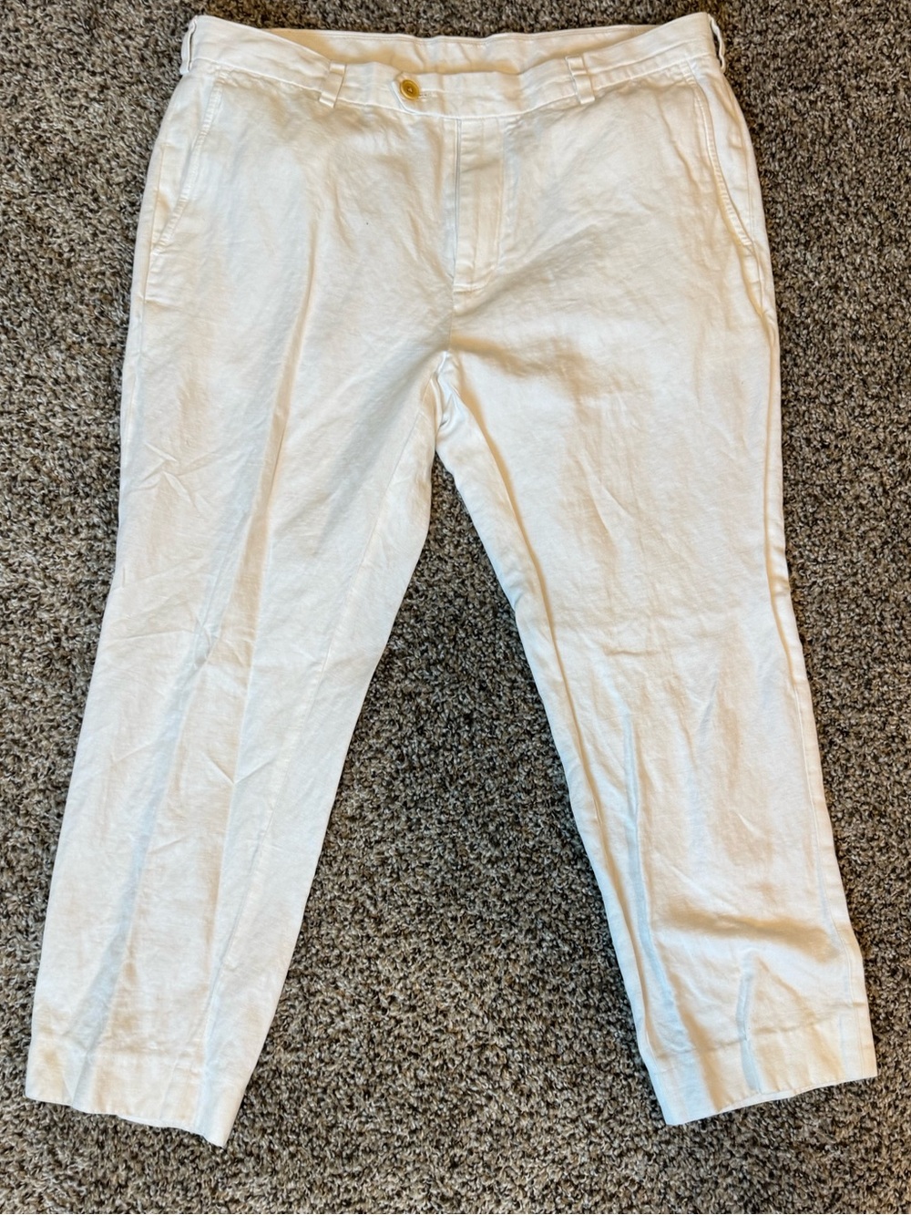 Brooks Brothers White Linen-Blend Chinos